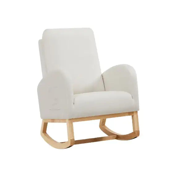 Beige Velvet Rocking Chair