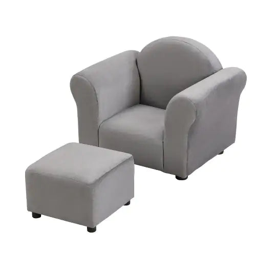 Velvet Children's Soft Sofa With Footstool