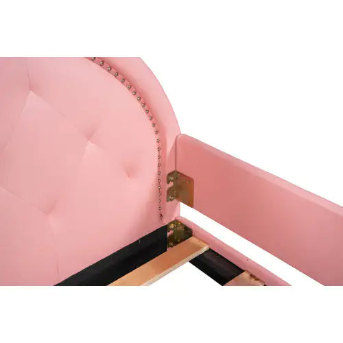 Toddler Twin Size Upholstered Daybed With Carton Ears Shaped Headboard