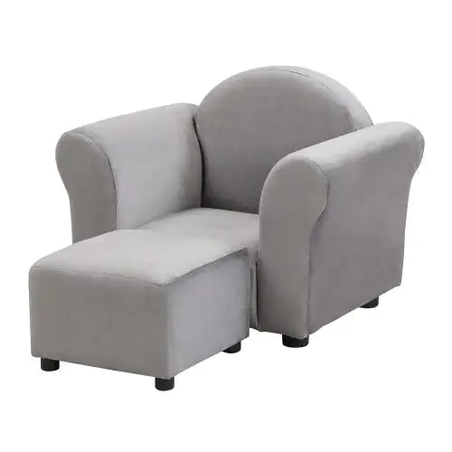 Velvet Children's Soft Sofa With Footstool