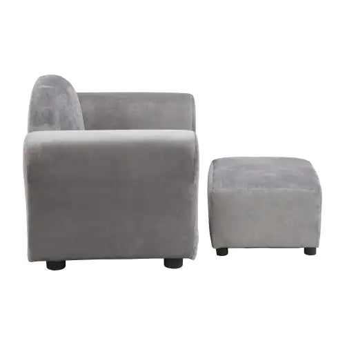 Velvet Children's Soft Sofa With Footstool