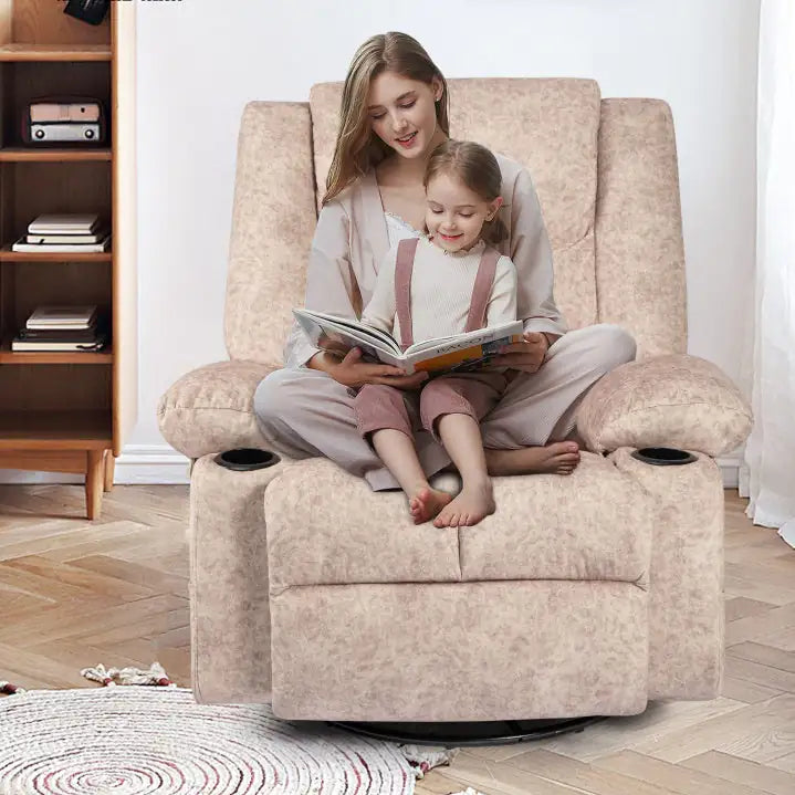 Beige Nursery Rocking Chair With Massage And Heating